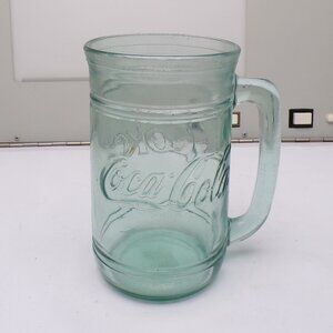 VINTAGE LIBBEY COCA-COLA GREEN GLASS MUG WITH HANDLE